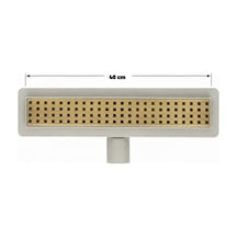 40 Cm Antik Sarı Eskitme Lineer 304 Paslanmaz Çelik Kaplamalı Duş Kanalı Izgara Yer Süzgeci Kare Delikli Koku Önleyici