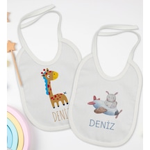 BK Kids Kişiye Özel İsimli 2’li Beyaz Mama Önlüğü-11 Beyaz