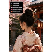Sakura Pearl Ahşap Saç Çubuğu El Yapımı Çiçek Detaylı Japon Stil Topuz Tokası Çok Renkli
