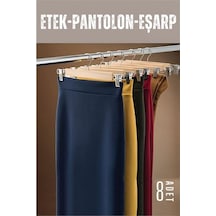 Modacar Etek Pantolon Eşarp Kıskaçlı Askı 8 Adet Ahşap Çok Renkli