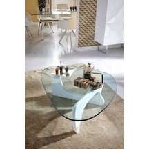 VitrA, Yeni Nesil Modern Elips Geometrik Orta Cam Sehpa, Beyaz