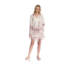 Unisex Bordo Peştamal Püsküllü Bornoz Bordo Bordo