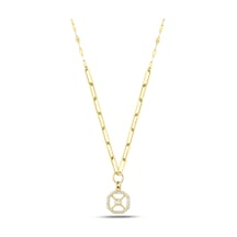 Debora Jewelry 14 Ayar Altın Altıgen Taşlı Ataç Zincirli Tasarım Kolye