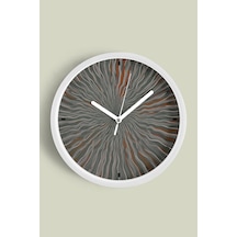 Dalga Desenli Soyut Tasarım Modern Duvar Saati - 42cm - Önü Camlı Beyaz Kasa - Sessiz Mekanizma Beyaz