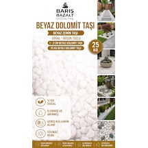 Beyaz Dolomit Taşı 1-2 Cm 25 Kg- Doğal Dekoratif Bahçe Saksı Teraryum Akvaryum Taşı