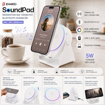 Enkado Ekd-s11 Soundpad İndiksiyon Ses Yükseltici Bluetooth Hoparlör 2000mah 5w 5ın1 Beyaz Speaker