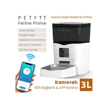 Petfit Feline Prime 3l Wi-fi Kameralı Akıllı Otomatik Kedi Köpek Mama Kabı Besleme Ünitesi Sesli Komut+çelik Kase+app Kontrol