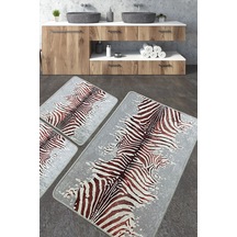 Sevra Banyo Halısı Djt 3 Lü Set Banyo Halısı Paspas Yıkanabilir Kaymaz Çok Renkli