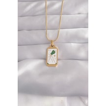 316l Çelik Gold Renk Beyaz Mineli Tarot Kolye Karışık Renk