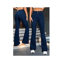 Butik İstanbul Kadın Yüksek Bel Paçaya Doğru Geniş Kot Pantolon Lacivert