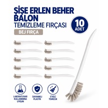 Şişe Erlen Beher Balon Temizleme Fırçası - Bej Fırça 10 Adet