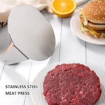 Yuvarlak Smash Burger Presi,12 Cm,3 Mm 304 Paslanmaz Çelik Burger Presi, Ahşap Saplı