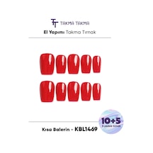 15'li Kırmızı Kısa Balerin Kbl1469 Tekrar Kullanılabilir El Yapımı Protez Takma Tırnak S