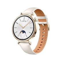 Huawei Watch Gt5 Pro 42mm İle Uyumlu Starlight Gold Metal Tokalı Deri Zarif Şık Kordon