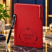 Bk Gift Kişiye Özel 374 Termo Deri Tarihli Ajanda & Siyah Touch Pen Tükenmez Kalem-6 Kırmızı Akdnz-bitmeyencom38542 37501 Bk Gift