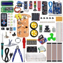 Arduino Gelişmiş Süper Başlangıç Eğitim Seti + Araç Kiti + Lehimleme Seti 218 Parça