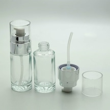 Boş Krem ve Losyon Şişesi 40 ML 5 Adet Şeffaf Gri Kapaklı Boş Şişe