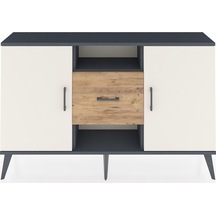 Arges Konsol 3 Raflı Tek Çekmeceli 2 Kapaklı 132x30x83 Antrasit-aytaşı/çam Aytaşı/çam