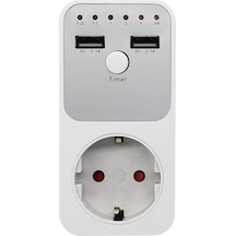Vkemall Priz Çok İşlevli Voltaj Koruyucu Akıllı Geri Sayım Zamanlayıcı Soketi 2 Usb Portlu Ev
