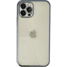 Apple Uyumlu iPhone 12 Pro Kılıf Kamera Korumalı Lensli Silikon Lacivert,