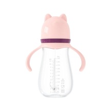 Pembe Kulplu Biberon Silikon Emzik Taklit Anne Sütü Anti-kolik Biberonlar Yenidoğan Bebek Geniş Kalibreli Su Bardağı 330 Ml