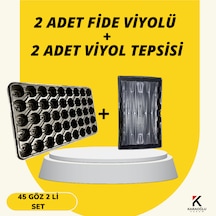 2 Adet Fide Viyolü + 2 Adet Viyol Tepsisi Set Fidelik Fide Yetiştirme Seti Seçimli 45 Göz Yuvarlak
