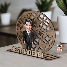 Bk Gift Kişiye Özel 3 Katmanlı Baba Karikatürlü Ahşap Biblo-2, Babaya Hediye, Babalar Günü Hediyeleri Kobitmeyen138152 Bk Gift