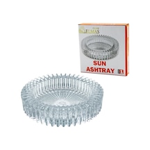 Güneş Yuvarlak Cam Küllük Çap: 14.5cm - Y: 3.2cm 4490 Metal Metalik Kare