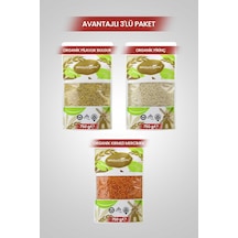 Organik Kırmızı Mercimek+Organik Pirinç+Organik Pilavlık Bulgur Bakliyat Seti