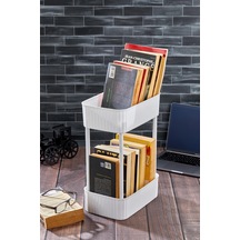 Okyanus Home Banyo-mutfak Düzenleyici 2 Katlı Tekerleksiz Pratik Raf Beyaz Beyaz