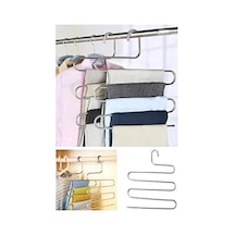 Pantalon Askısı Metalik Dolap İçi Akıllı Krom Askı Çok Katlı Pantolon Askısı 5 Katlı 000 Açık Krem