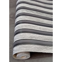 Üç Boyutlu Çıta Desenli Silinebilir Duvar Kağıdı 53 Cm Genişliğinde 10 Metre Uzunluğunda Gri Siyah