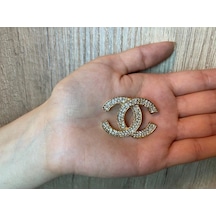 Marka Taşlı Broş Gold