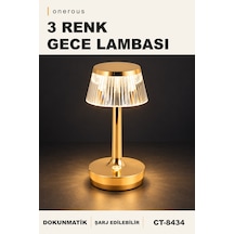 Onerous Dokunmatik 3 Renk Masa Lambası, Şarj Edilebilir Sarı
