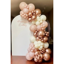 Beysüs Pink Blush Krom Pembe Ve Krem 60 Adet Balon Seti Zincir Ve Pompa