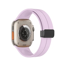 Forzacase Apple Uyumlu  Watch 9 45 Mm İçin Manyetik Tokalı 22mm Silikon Kordon Kayış - Fc272 Lila