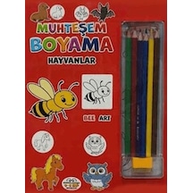 Muhteşem Boyama - Hayvanlar + 6lı Boya Kalemi - Mydr-773164 Diğer