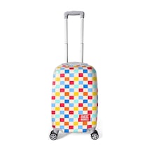 Coral High Çok Renkli Dama Desenli Kabin Boy Valiz 50cm 16557 Beyaz - Gri