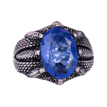 Sterling Gümüş Pençe Yüzük İle Oluşturulmuş Lacivert Paraiba Taşı Kova Burcu İçin El Yapımı Yüzük Gümüş