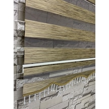 Bambu Açık Kahve Renk Zebra Perde (Etek Boncuklu)