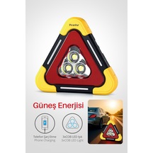 11320 Güneş Enerjili Reflektör / Tripod İkaz Üçgeni / Led / Sabitleme Ve Tutma Kolu / Usb Şarj