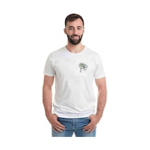 Çiçek Ile Siyah Bisiklet Bisiklet Suluboya Baskılı Beyaz Erkek T (530993380)