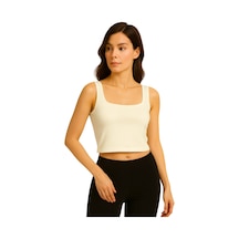İngegno Body Kadın %95 Viskon Ring Örme Kumaş Kare Yaka Askılı Body Ekru İngegno Body Kadın %95 Viskon Ring Örme Kumaş Kare Yaka Askılı Body Ekru