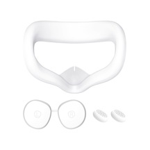 Vr Silikon Göz Maskesi + Lens Koruyucu Kapak + Joystick Şapkası, Meta Quest 2 İçin Beyaz