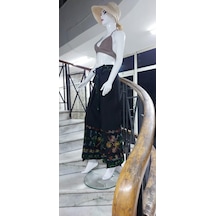 Eren Style Otantik Nakış İşlemeli Harem Şalvar Bulmaca Pantolon 103 Cm -8719 Siyah