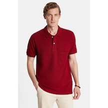 Tudors Erkek Regular Fit Klasik Kesim %100 Pamuk Düz Pike Bordo Polo Yaka Tişört-33781 Bordo