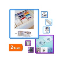 11 Gözlü Akordiyon Çekmece Düzenleyici + 3 Adet Yapışkanlı Mutfak Banyo Askı - 2li Set X4g4l2 Plasti Diğer