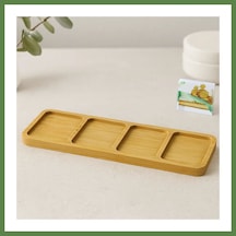 Bezos 4 Bölmeli Dikdörtgen Bambu Servis Tepsisi 32.8x10x1.4 Cm Hb006