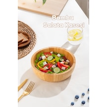 Porsima 2061 Orta Boy Doğal Bambu Salata Kasesi 20cm Bambu