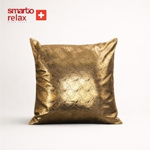 Smarto Relax Tekli Antibakteriyel Desenli Dekoratif Dolgulu Kırlent 45x45 Cm Gold